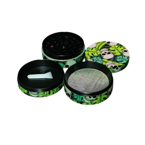 grinder metalico calavera y flores - Imagen 2