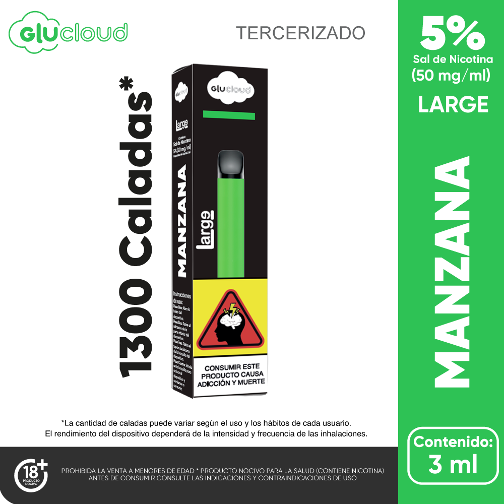 glucloud large 1.300 puffs Manzana