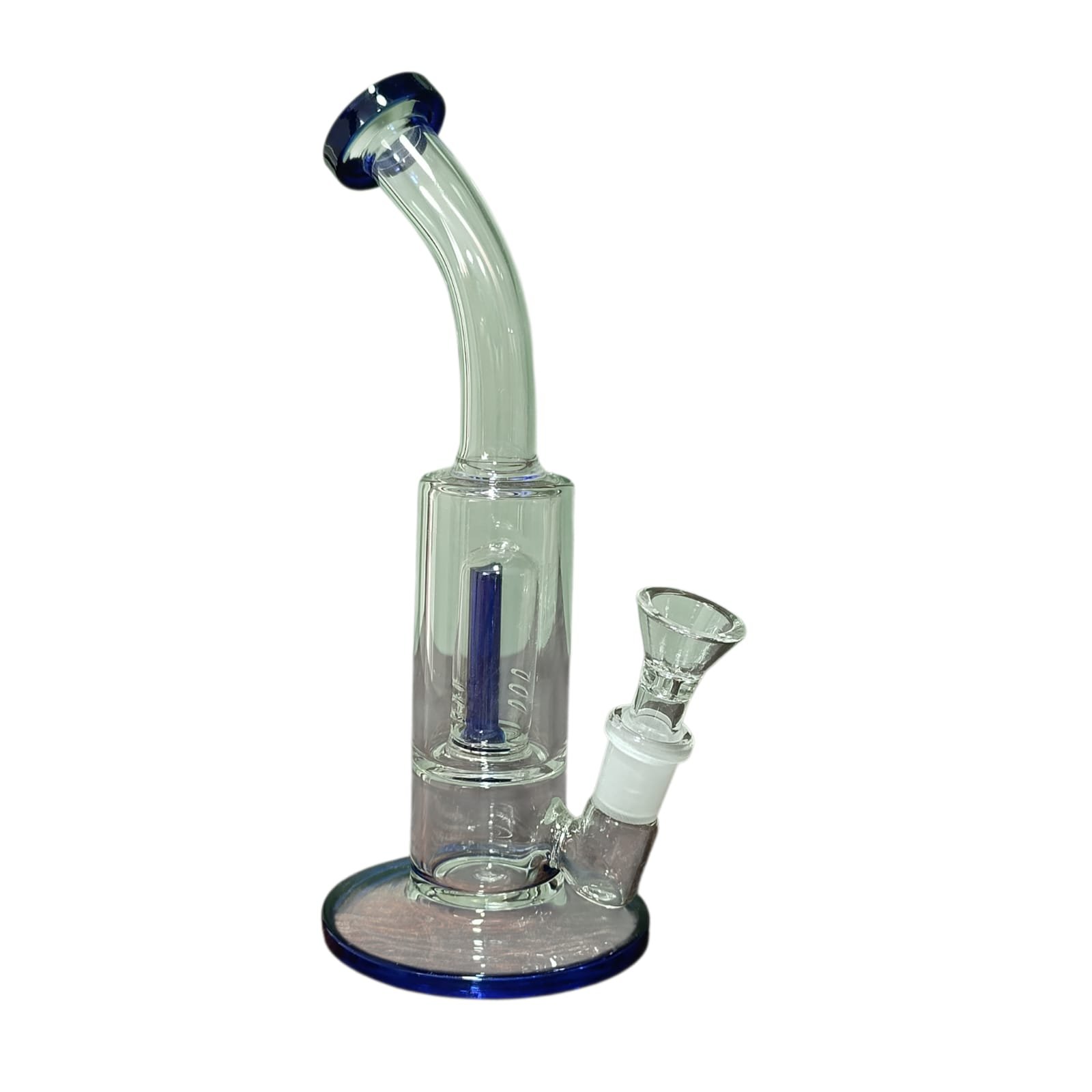 bong transparente con detalles azules